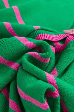 Sale Dear-Lover Ribbon Cute Bow Detail Sweater Knit Cardigan Green Stripe