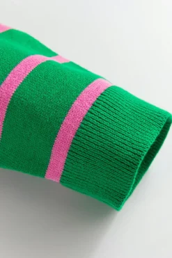 Sale Dear-Lover Ribbon Cute Bow Detail Sweater Knit Cardigan Green Stripe