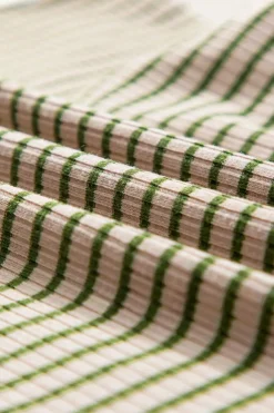 New Dear-Lover Striped Print Ribbed Knit Sleeveless Top Green Stripe