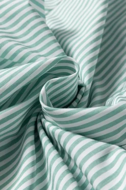 New Dear-Lover V Neck Roll Up Sleeve Pocket Patched Classic Shirt Green Stripe