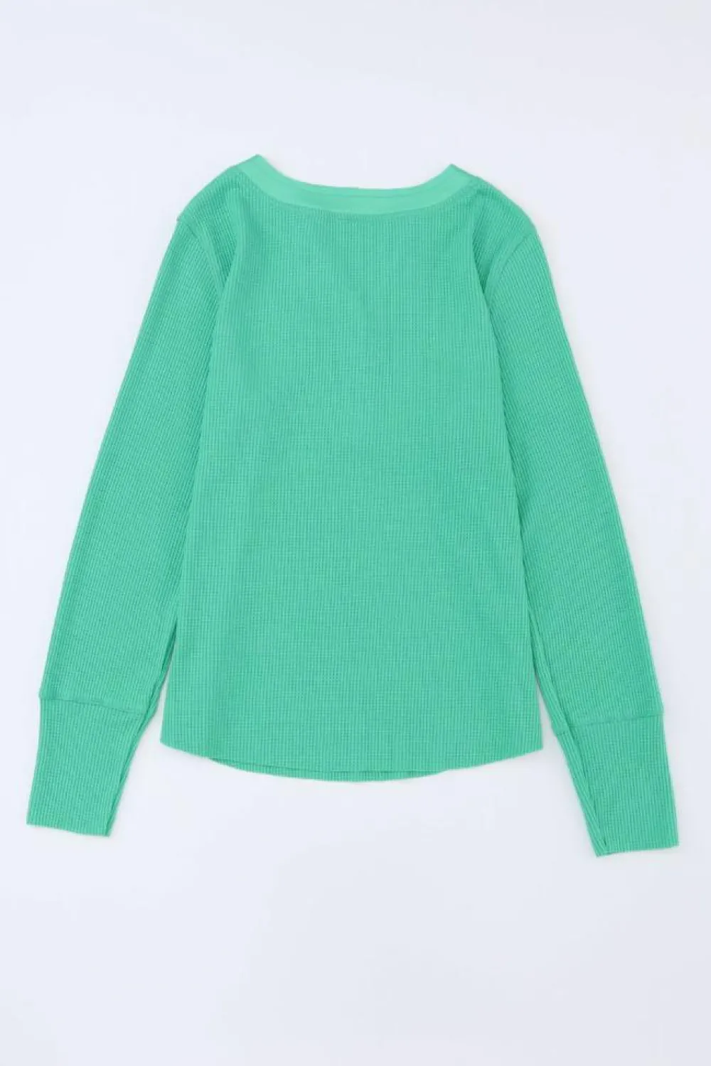 Outlet Dear-Lover Trimmed Neckline Waffle Knit Henley Top Green
