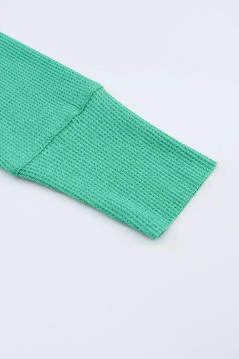 Outlet Dear-Lover Trimmed Neckline Waffle Knit Henley Top Green