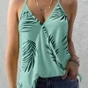 Sale Dear-Lover Tropical Plant Print Tank Top Green