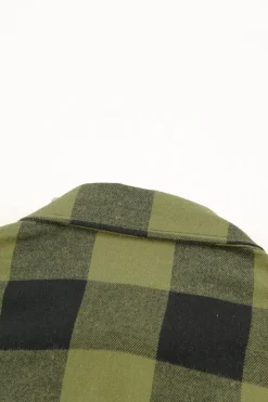 Discount Dear-Lover Turn-down Collar Plaid Shirt Coat Green