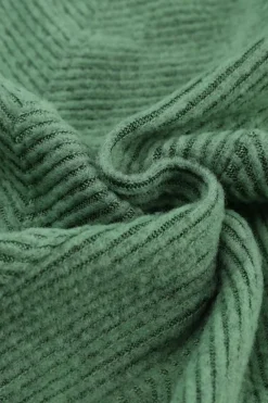 New Dear-Lover U Neck Textured Long Sleeve Top Green