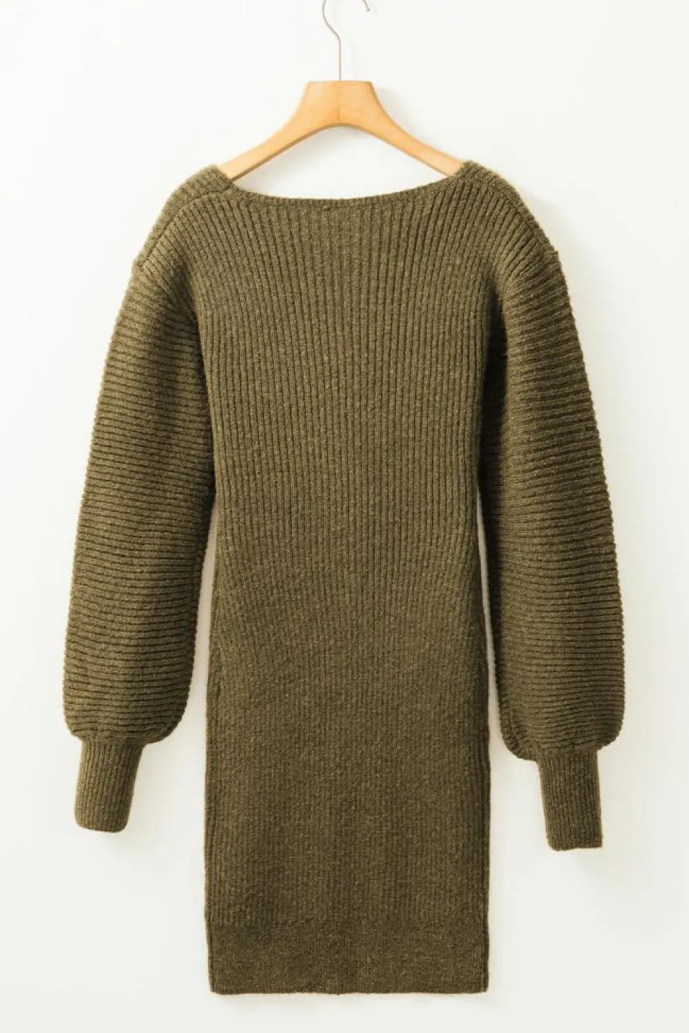 Best Dear-Lover V Neck Bodycon Sweater Dress Green