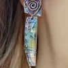 Sale Dear-Lover Vintage Marbled Pattern Alloy Earrings Green