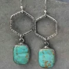 Online Dear-Lover Vintage Turquoise Geometric Drop Earrings Green