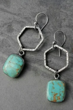 Online Dear-Lover Vintage Turquoise Geometric Drop Earrings Green