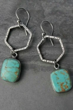 Online Dear-Lover Vintage Turquoise Geometric Drop Earrings Green