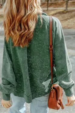 Outlet Dear-Lover Vintage Washed Flap Pocket Button Shacket Green