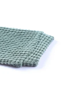 Online Dear-Lover Waffle Knit Drop Shoulder Long Sleeve Top Green