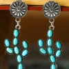 Fashion Dear-Lover Western Turquoise Cactus Daisy Earring Green