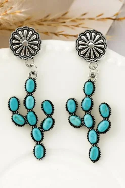 Fashion Dear-Lover Western Turquoise Cactus Daisy Earring Green