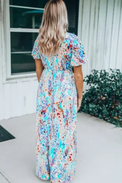 Outlet Dear-Lover Wrap V Neck Floral Maxi Dress Green