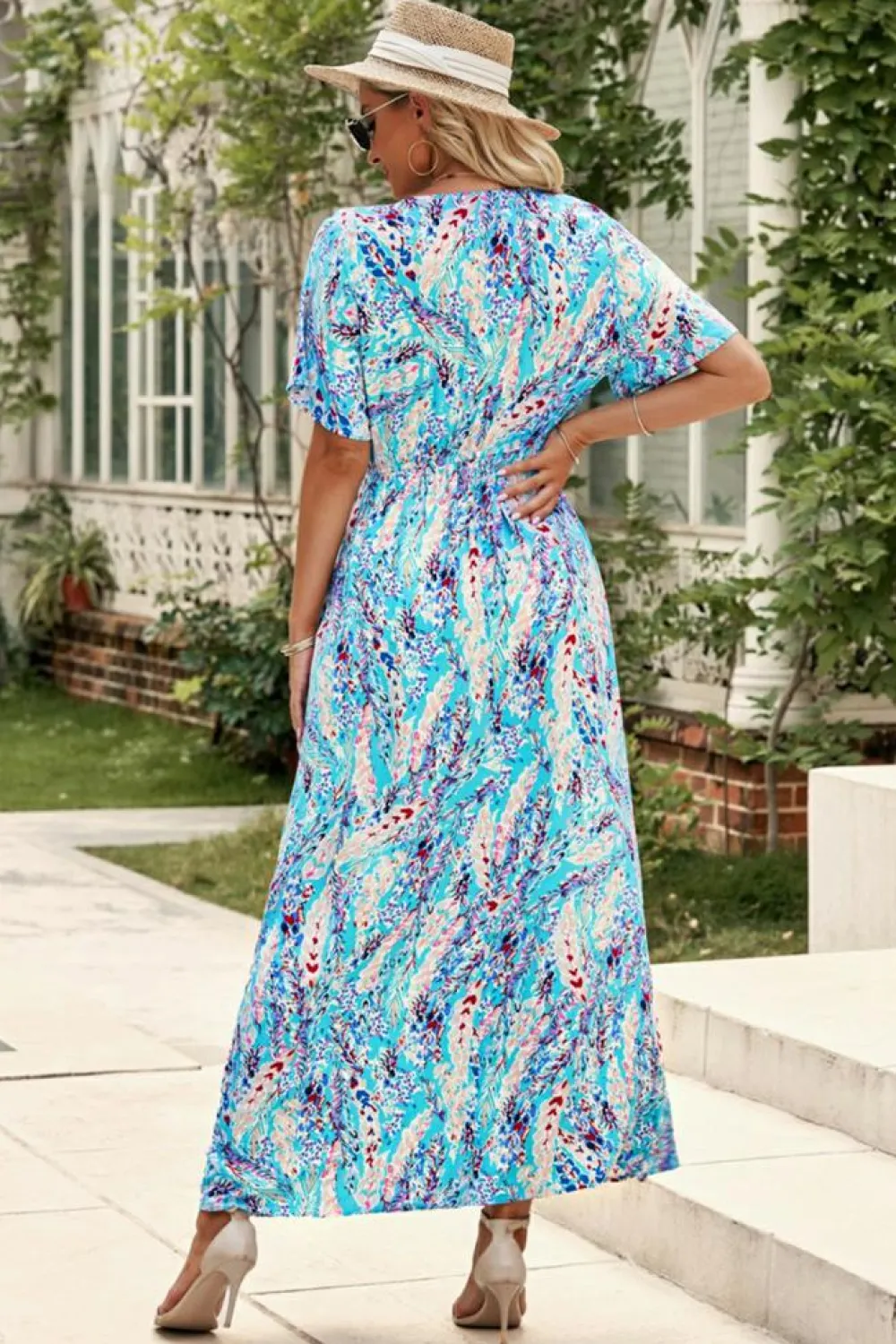 Outlet Dear-Lover Wrap V Neck Floral Maxi Dress Green