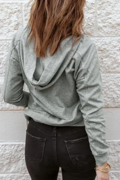 Discount Dear-Lover Grey Casual Solid Color Lace-up Hoodie Gray