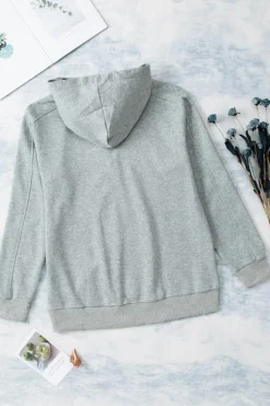 Discount Dear-Lover Grey Casual Solid Color Lace-up Hoodie Gray