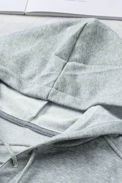 Discount Dear-Lover Grey Casual Solid Color Lace-up Hoodie Gray