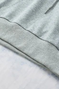 Discount Dear-Lover Grey Casual Solid Color Lace-up Hoodie Gray