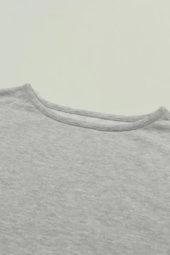 Outlet Dear-Lover Grey Crinkle Splicing Raw Hem High Low Oversized Blouse Medium Grey