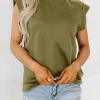 Online Dear-Lover Studded Short Sleeve Top Guacamole Green