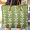 Best Dear-Lover Two Tone Woven Tasseled Trim Large Shoulder Bag Guacamole Green