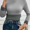New Dear-Lover High Fleece Lined Turtleneck Thermal Knit Slim Fit Sweater High-rise