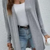 Sale Dear-Lover High Rise Solid Color Open Front Lightweight Cardigan High-rise