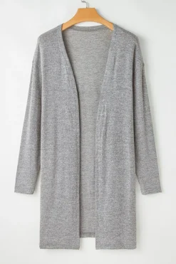 Sale Dear-Lover High Rise Solid Color Open Front Lightweight Cardigan High-rise