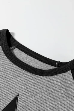 Discount Dear-Lover High Waffle Knit Colorblock Star Patch Graphic Raglan Top High-rise