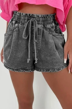 Discount Dear-Lover Drawstring High Waist Casual Denim Shorts with Pockets High-rise