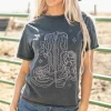 Sale Dear-Lover Western Cowboy Boots Graphic Tee High-rise
