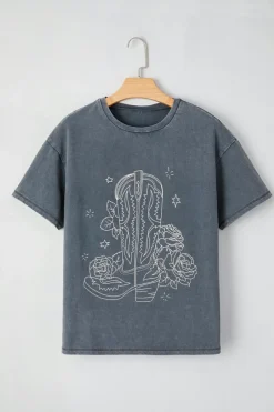 Sale Dear-Lover Western Cowboy Boots Graphic Tee High-rise