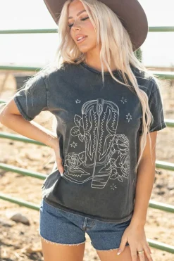 Sale Dear-Lover Western Cowboy Boots Graphic Tee High-rise
