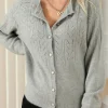Clearance Dear-Lover Hollow Out Buttoned Knit Cardigan Green