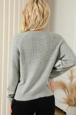 Clearance Dear-Lover Hollow Out Buttoned Knit Cardigan Green