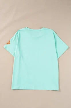 Hot Dear-Lover Crown Graphic Crew Neck T Shirt Iceland Blue