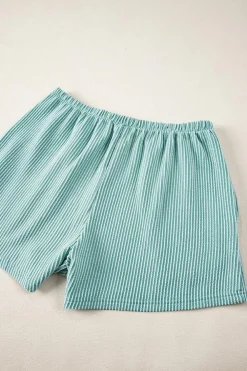 Best Dear-Lover Ribbed Textured Knit Loose Fit Tee and Shorts Set Iceland Blue