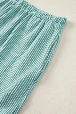 Best Dear-Lover Ribbed Textured Knit Loose Fit Tee and Shorts Set Iceland Blue