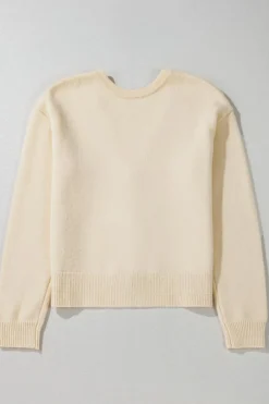 Sale Dear-Lover Bowknot Front Loose V Neck Knitted Cardigan Jet Stream