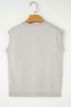 Best Dear-Lover Button Up O Neck Sweater Vest Jet Stream