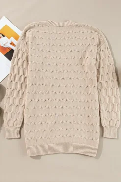Best Dear-Lover Cable Knit Eyelet Side Pockets Baggy Cardigan Jet Stream