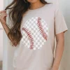 Best Dear-Lover Checkered Baseball Graphic Tee Jet Stream