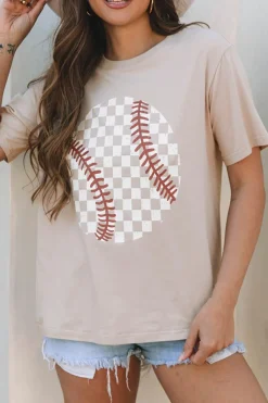 Best Dear-Lover Checkered Baseball Graphic Tee Jet Stream