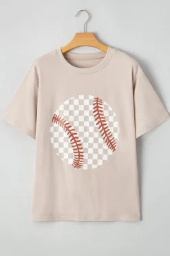 Best Dear-Lover Checkered Baseball Graphic Tee Jet Stream