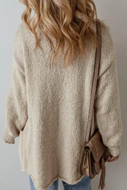 Sale Dear-Lover Collared Drop Shoulder Button Up Cardigan with Pocket Jet Stream