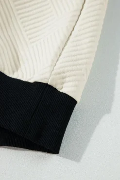 Outlet Dear-Lover Color Block Edge Raglan Sleeve Crew Neck Textured Top Jet Stream