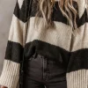 Hot Dear-Lover Colorblock Loose Pullover Sweater Jet Stream