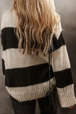 Hot Dear-Lover Colorblock Loose Pullover Sweater Jet Stream